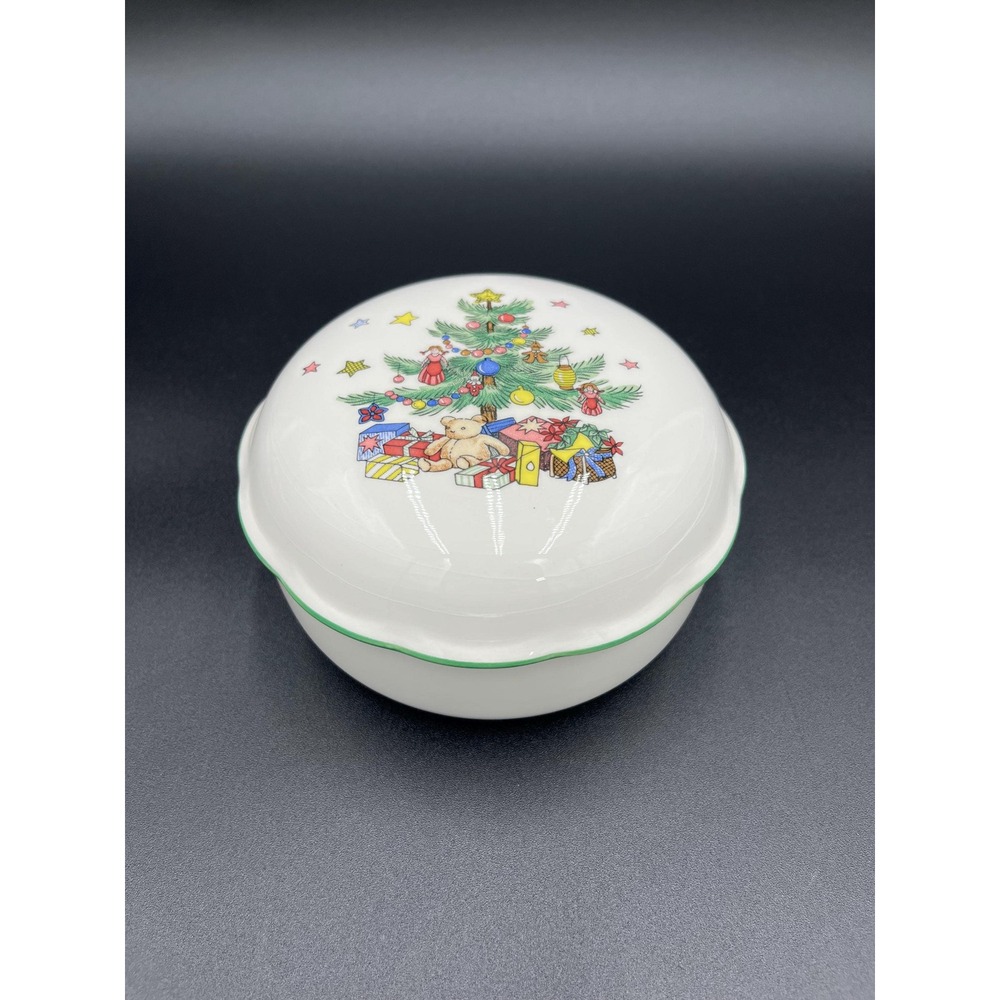 Vintage Nikko Christmastime Lidded Candy Dish, Made in Japan